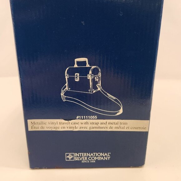 International Silver Co Metallic Vinyl Travel Case Metal Trim Hardshell w/ Box - Picture 15 of 15